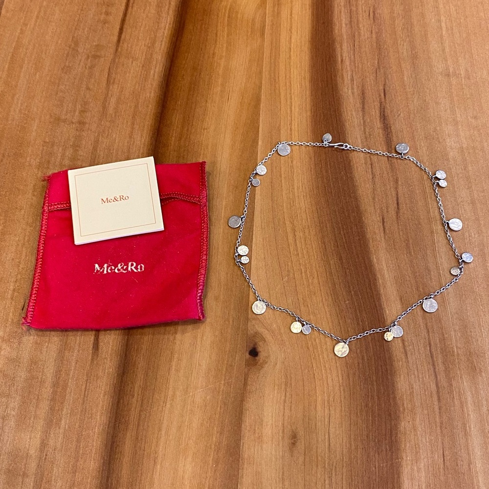 Me&Ro Sterling Silver Multi Hammered Discs on Chain Necklace